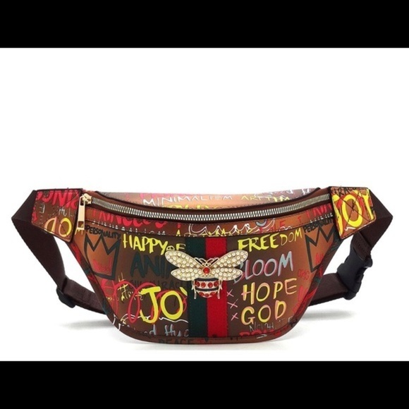 Multi Graffiti Queen Bee Stripe Fanny Pack… - Picture 2 of 9